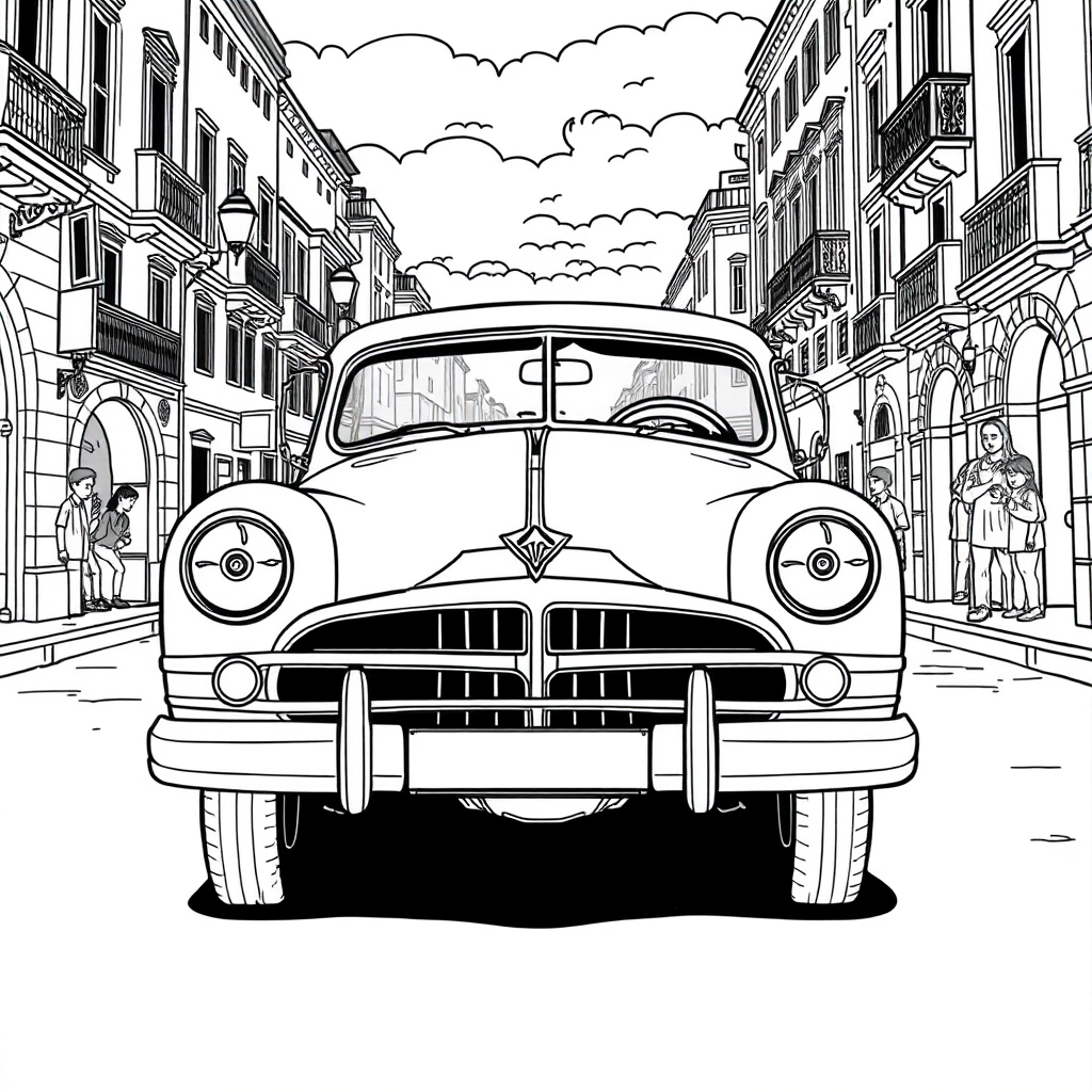 Carro Clássico em uma Cidade Histórica