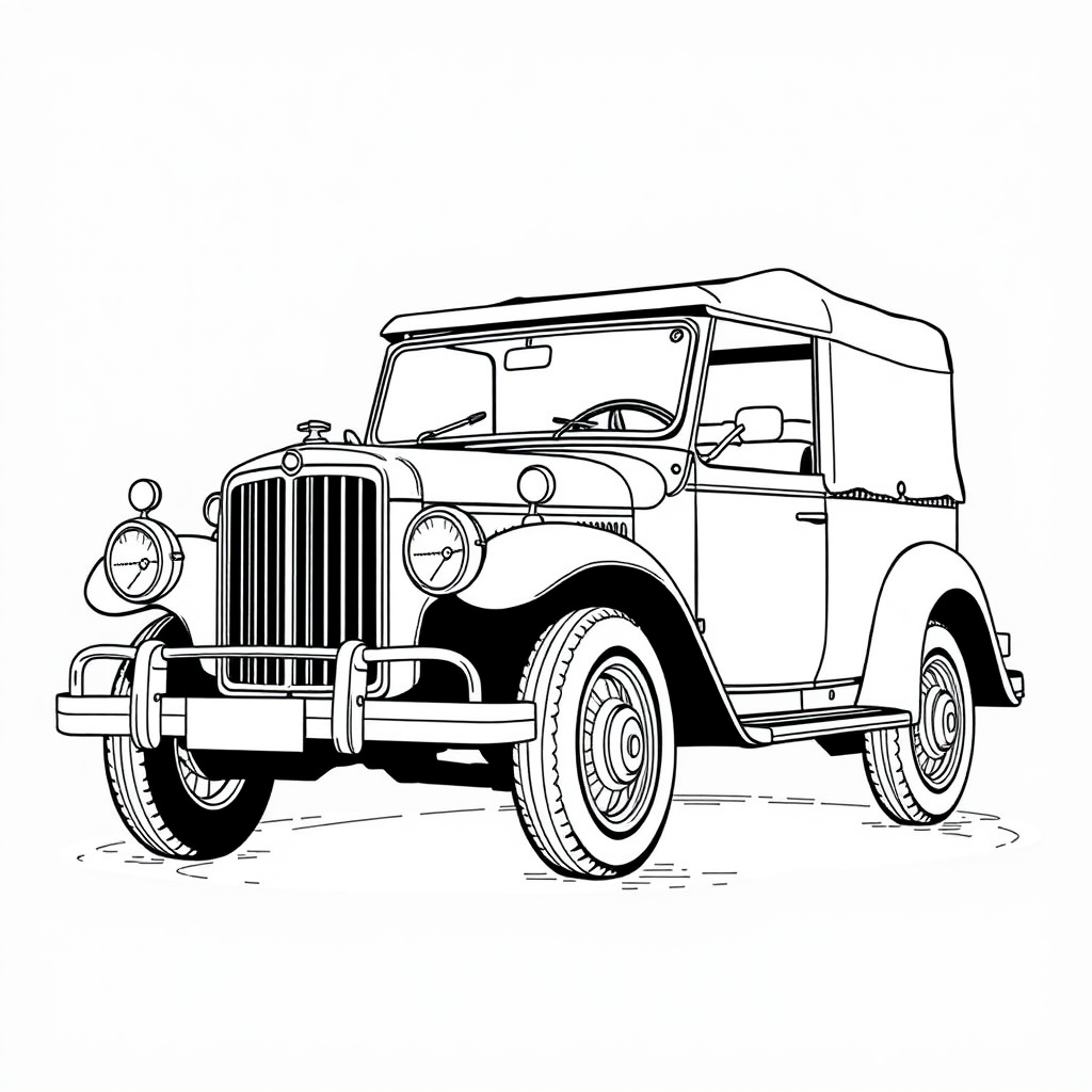 Carro Conversível Clássico com Capota Aberta
