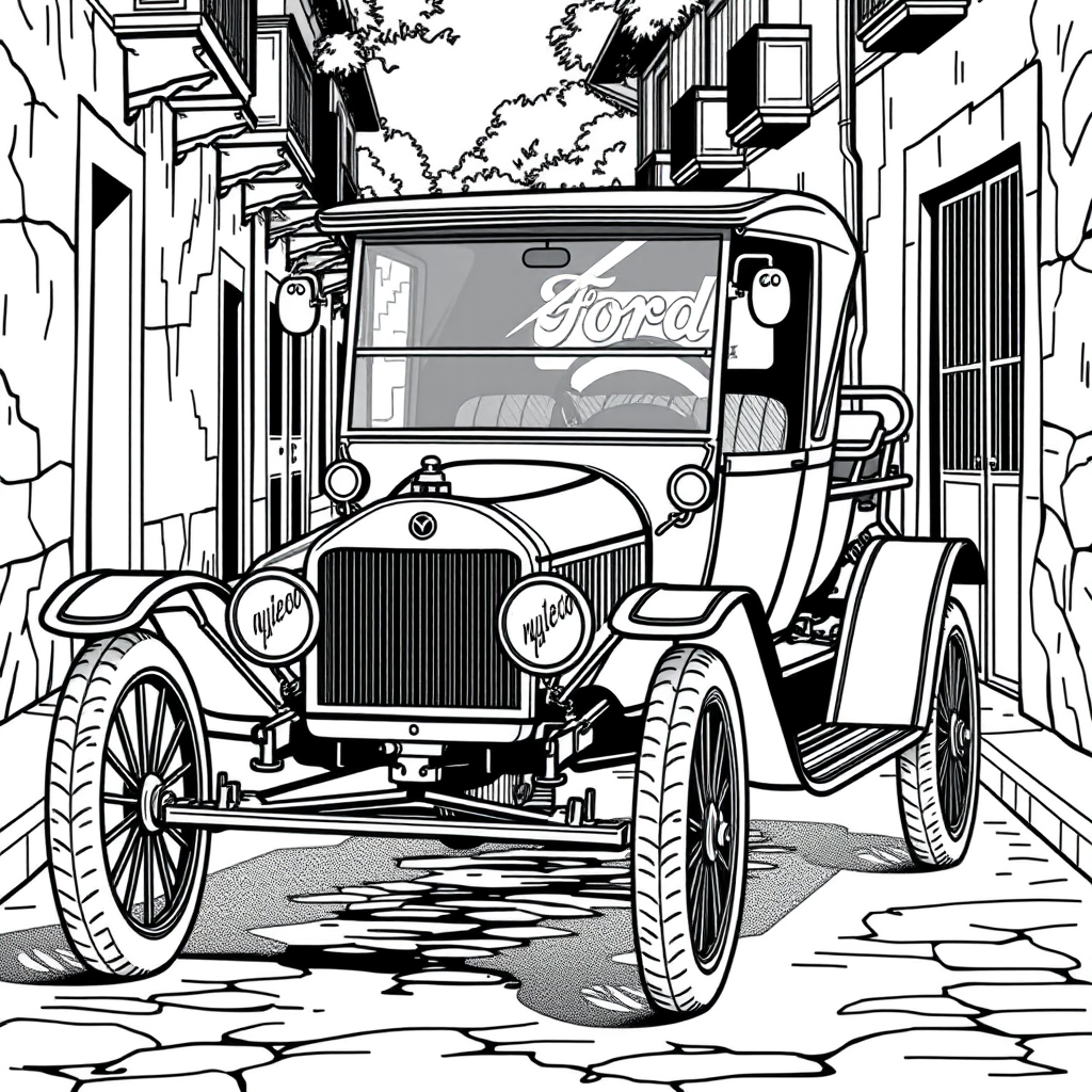 Ford Modelo T em uma Rua Antiga