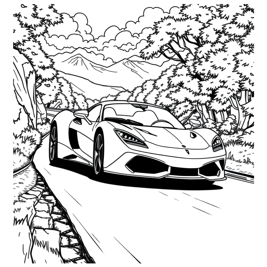 Carro Esportivo em uma Estrada de Montanha