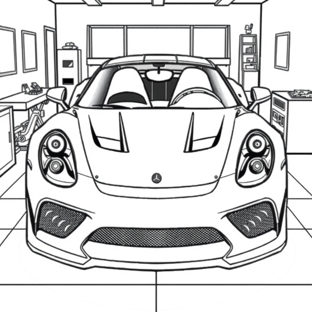 Carro Esportivo em uma Oficina