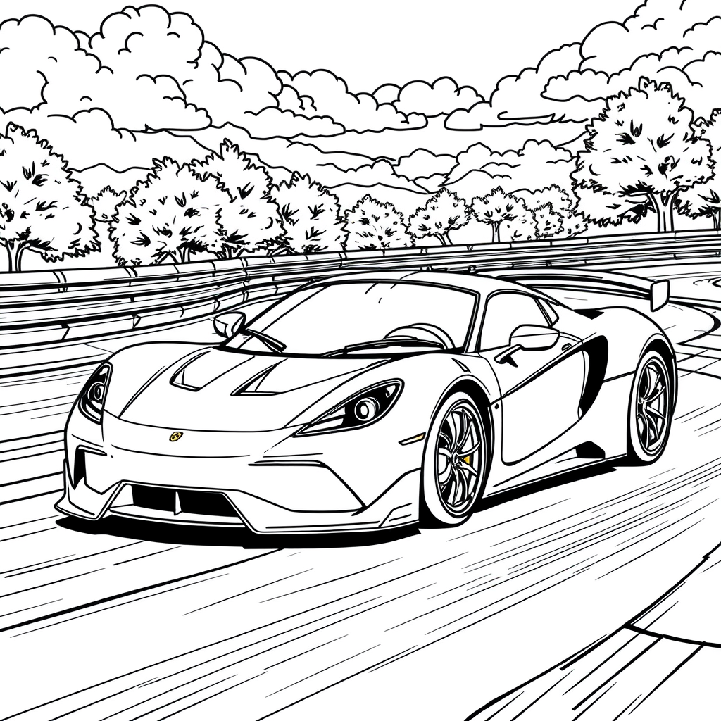 Carro Esportivo em uma Pista de Corrida