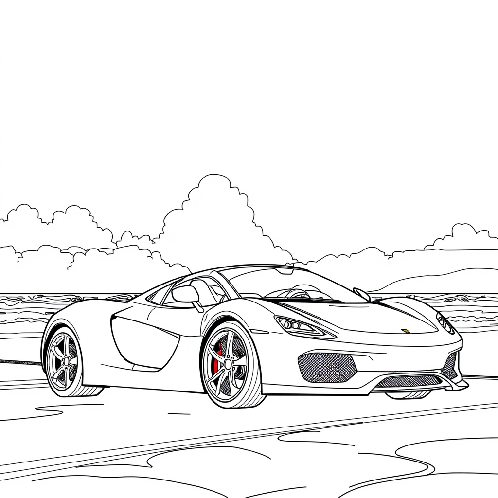 Carro Esportivo Perto de uma Praia