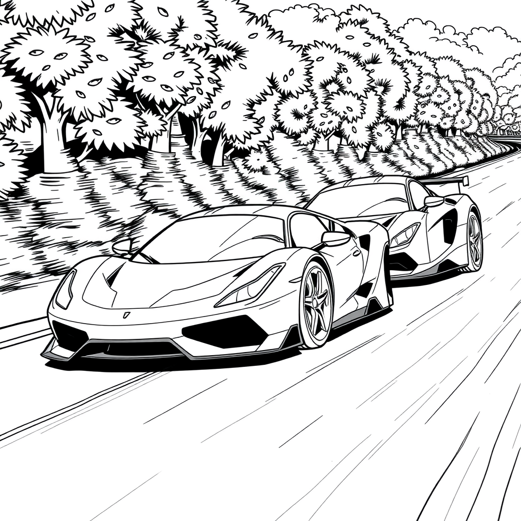 Dois Carros Esportivos em Corrida