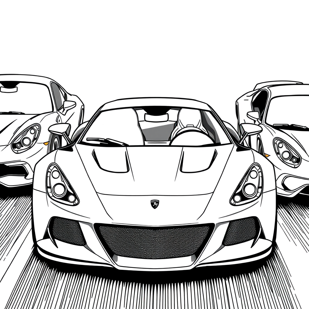 Três Carros Esportivos Reunidos