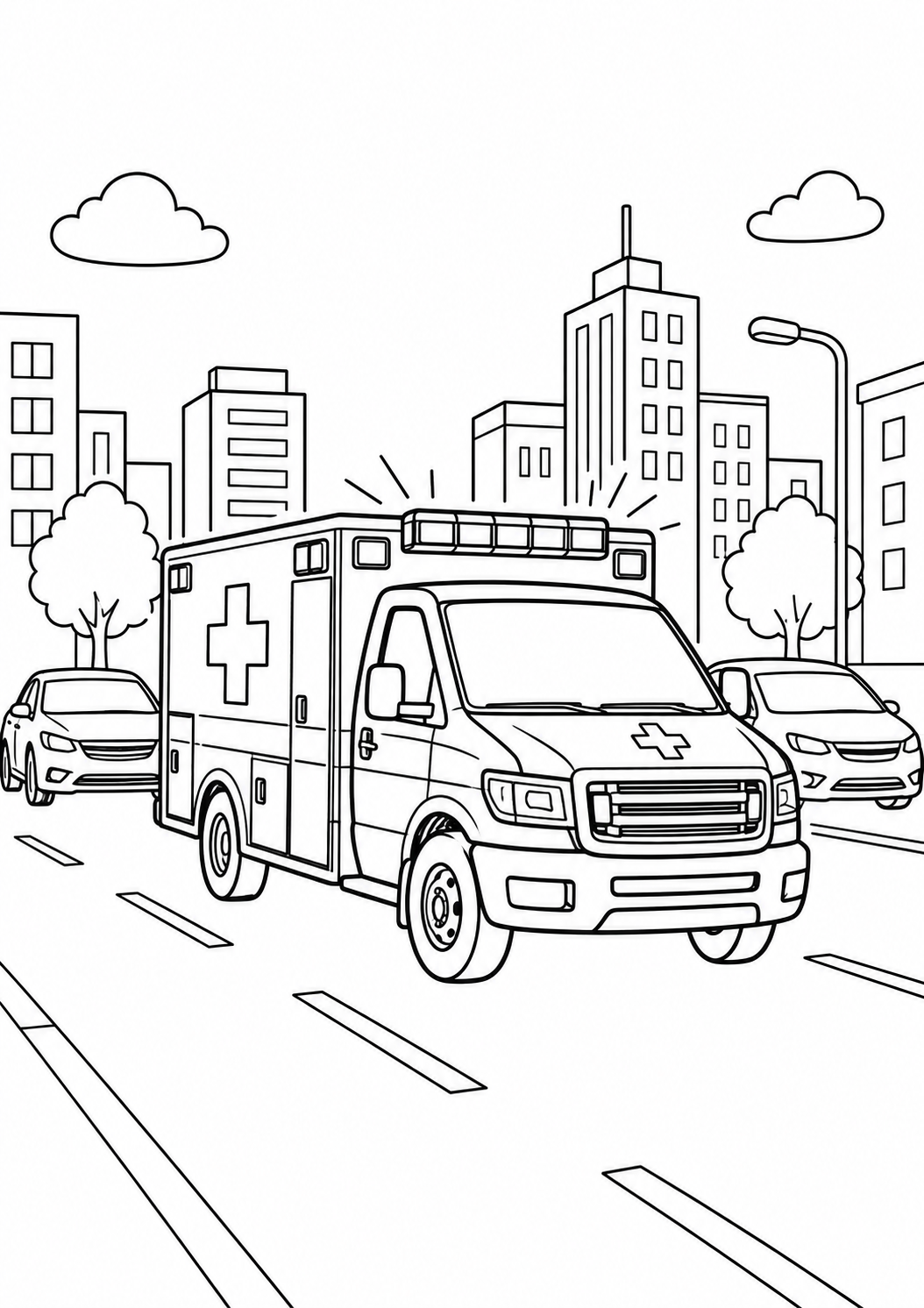 Ambulância Atravessando o Trânsito