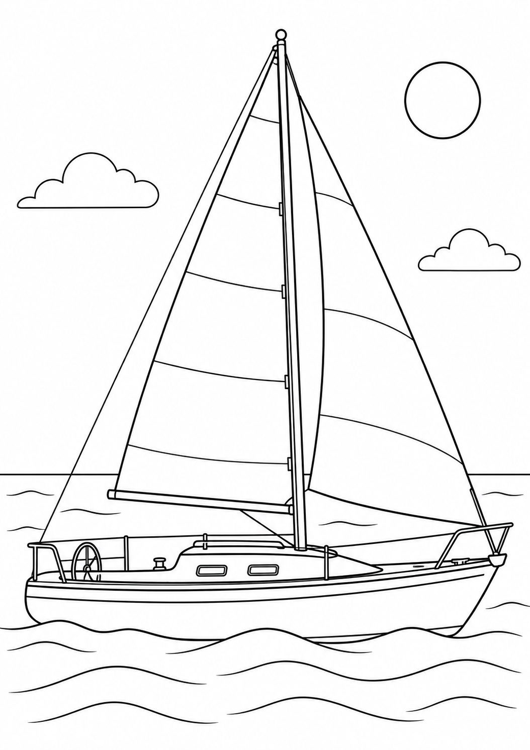 Barco a Vela e Navio nos Mares