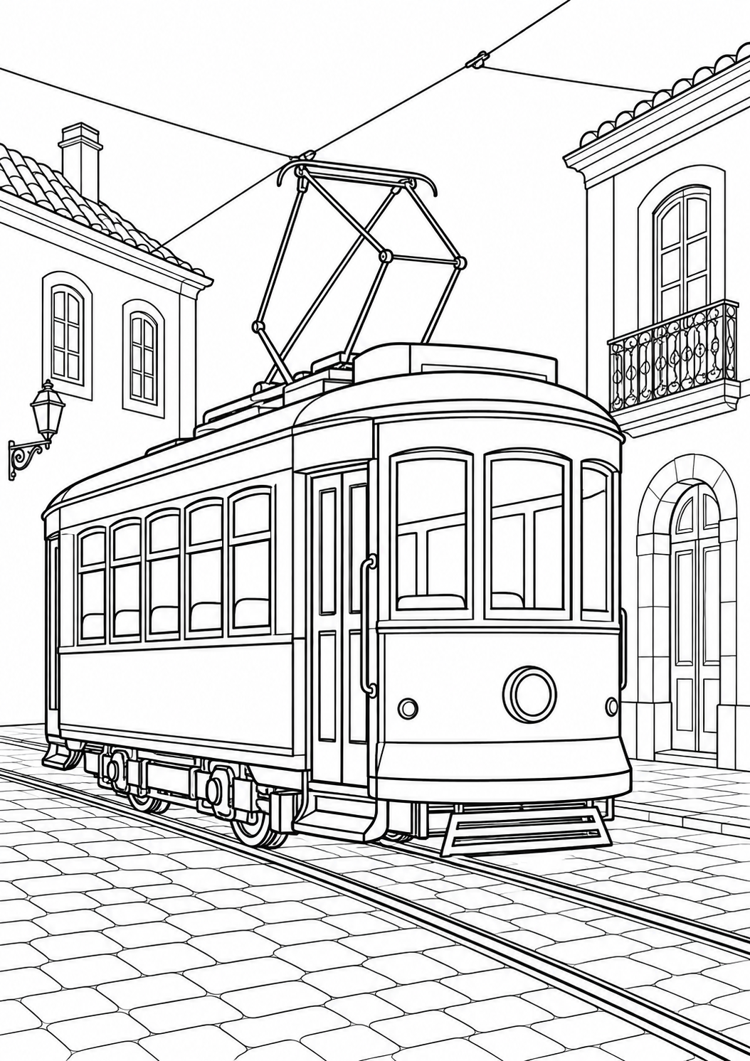 Bonde Elétrico em Rua Histórica