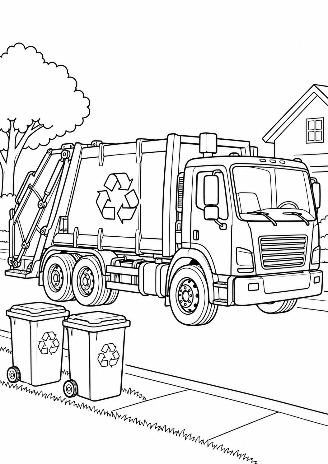 Caminhão de Lixo Coletando Recicláveis