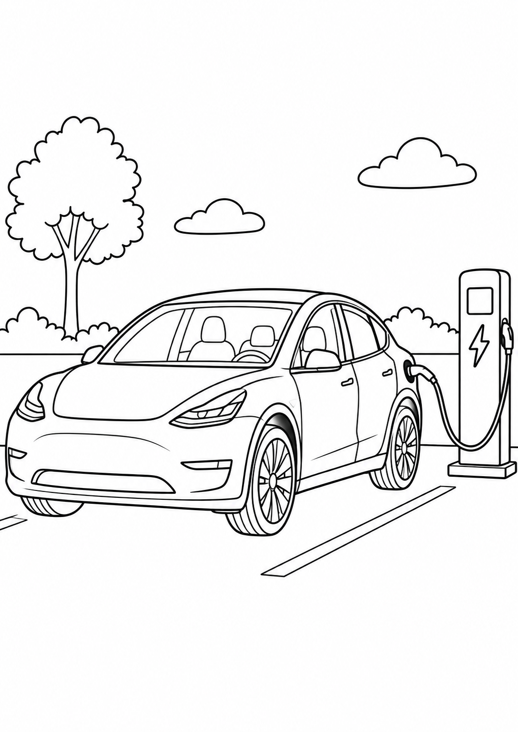 Carro Elétrico em Estação de Recarga