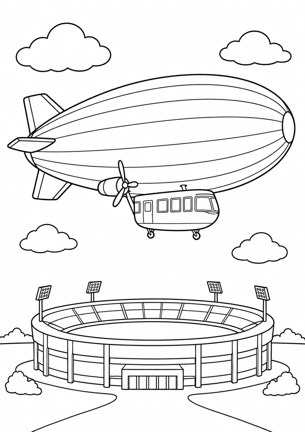Dirigível Voando Sobre o Estádio