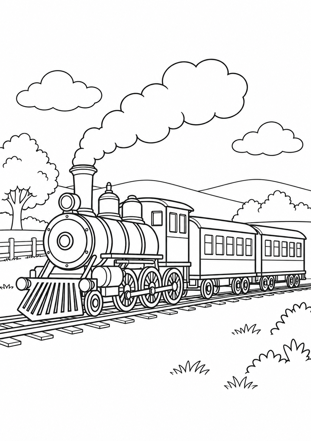 Trem Locomotiva a Vapor nos Trilhos
