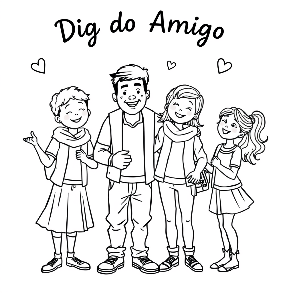 Dia do Amigo com Crianças de Mãos Dadas