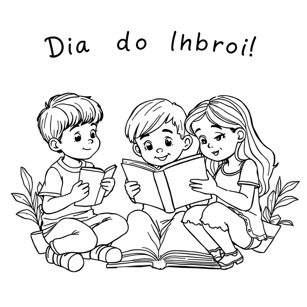 Dia do Livro Infantil com Crianças Lendo