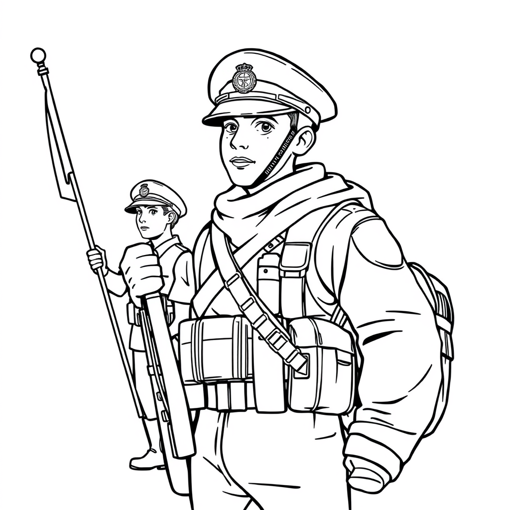 Dia do Soldado com Soldado e Bandeira do Brasil