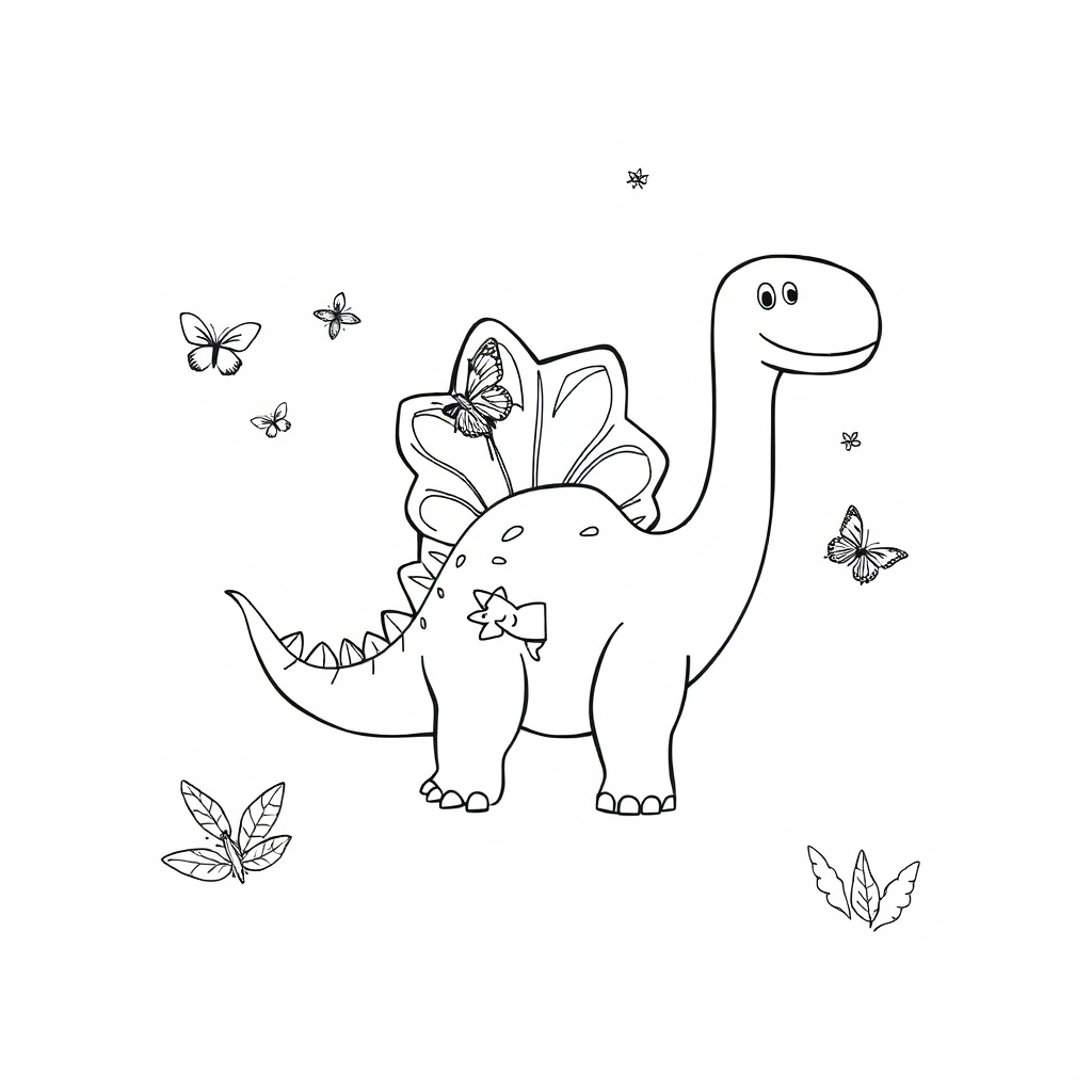 Dinossauro Bebê com Borboletas
