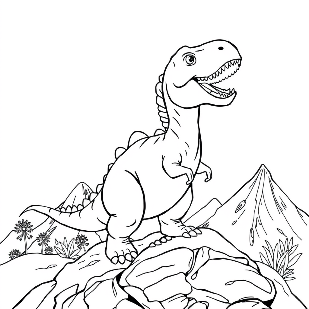 Dinossauro Bebê Diante das Montanhas