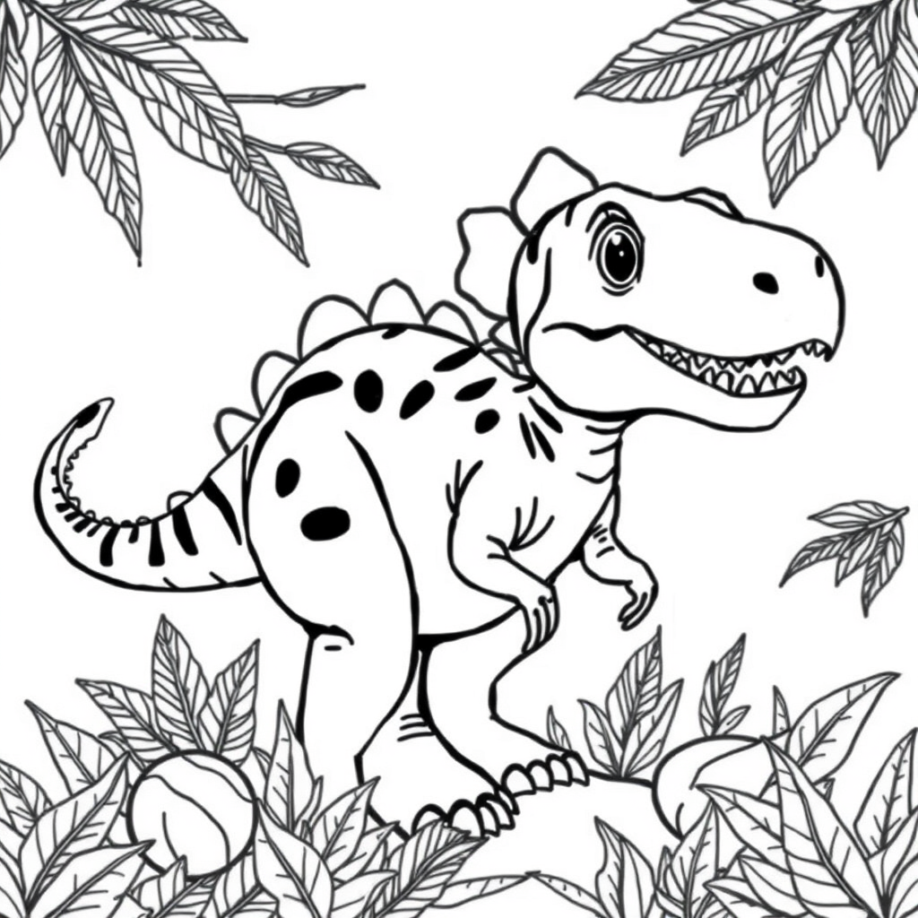 Dinossauro Bebê entre Samambaias