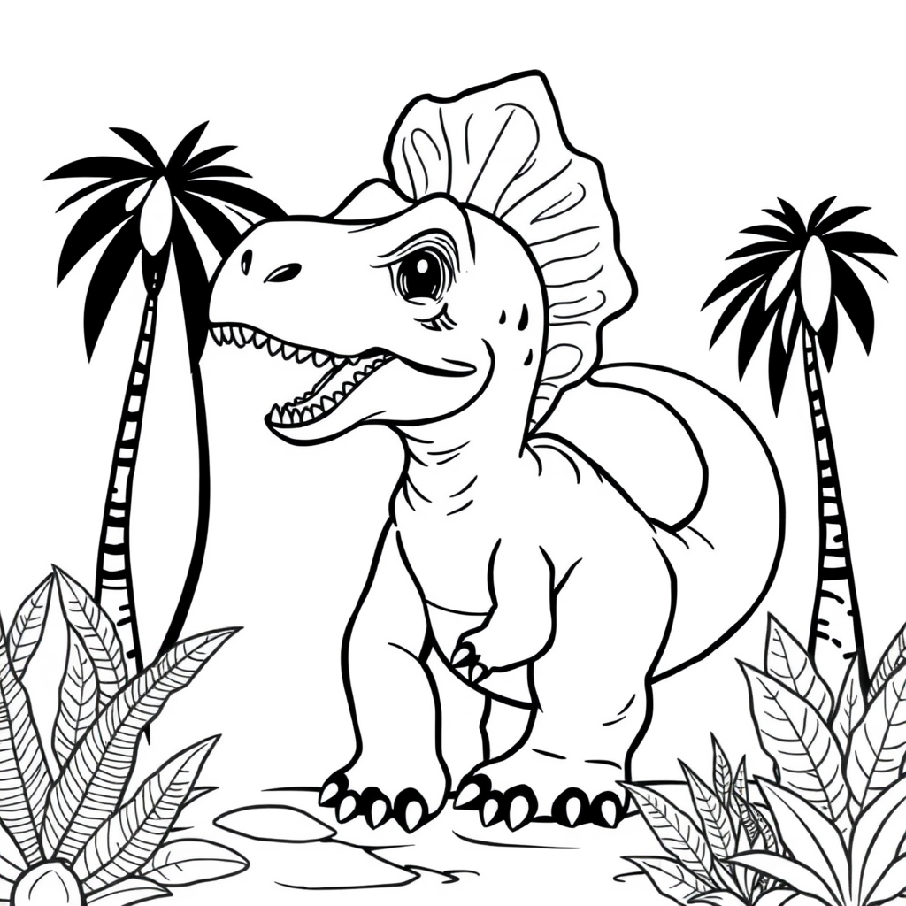 Dinossauro Bebê Perto de Pegadas
