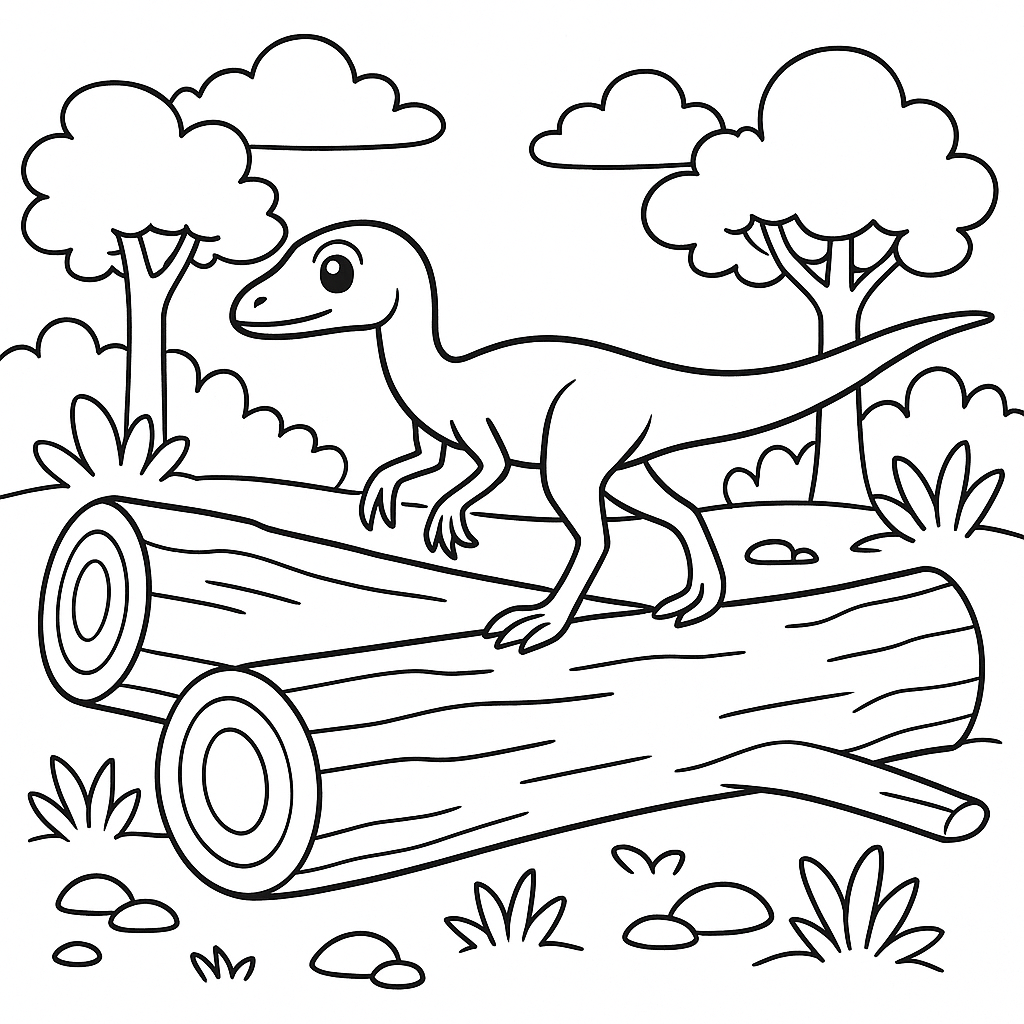 Compsognathus Explorando Troncos Caídos
