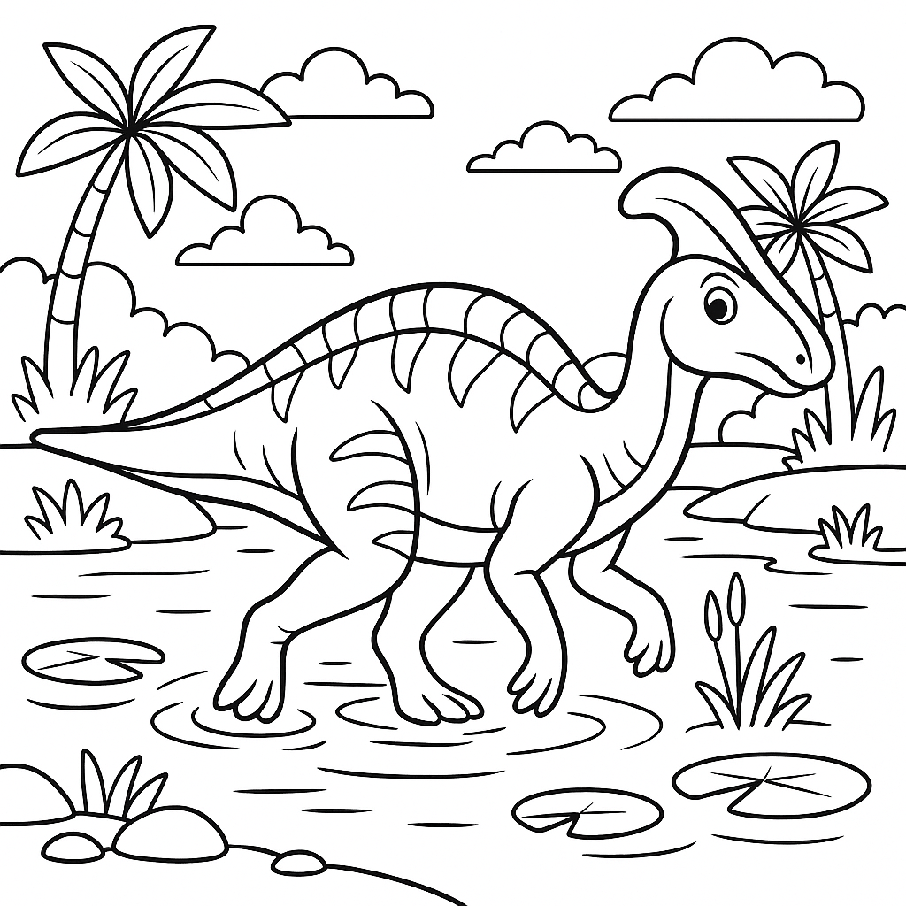 Corythosaurus Cruzando o Pântano Raso
