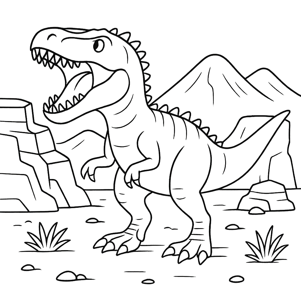 Giganotossauro Rugindo no Deserto Rochoso