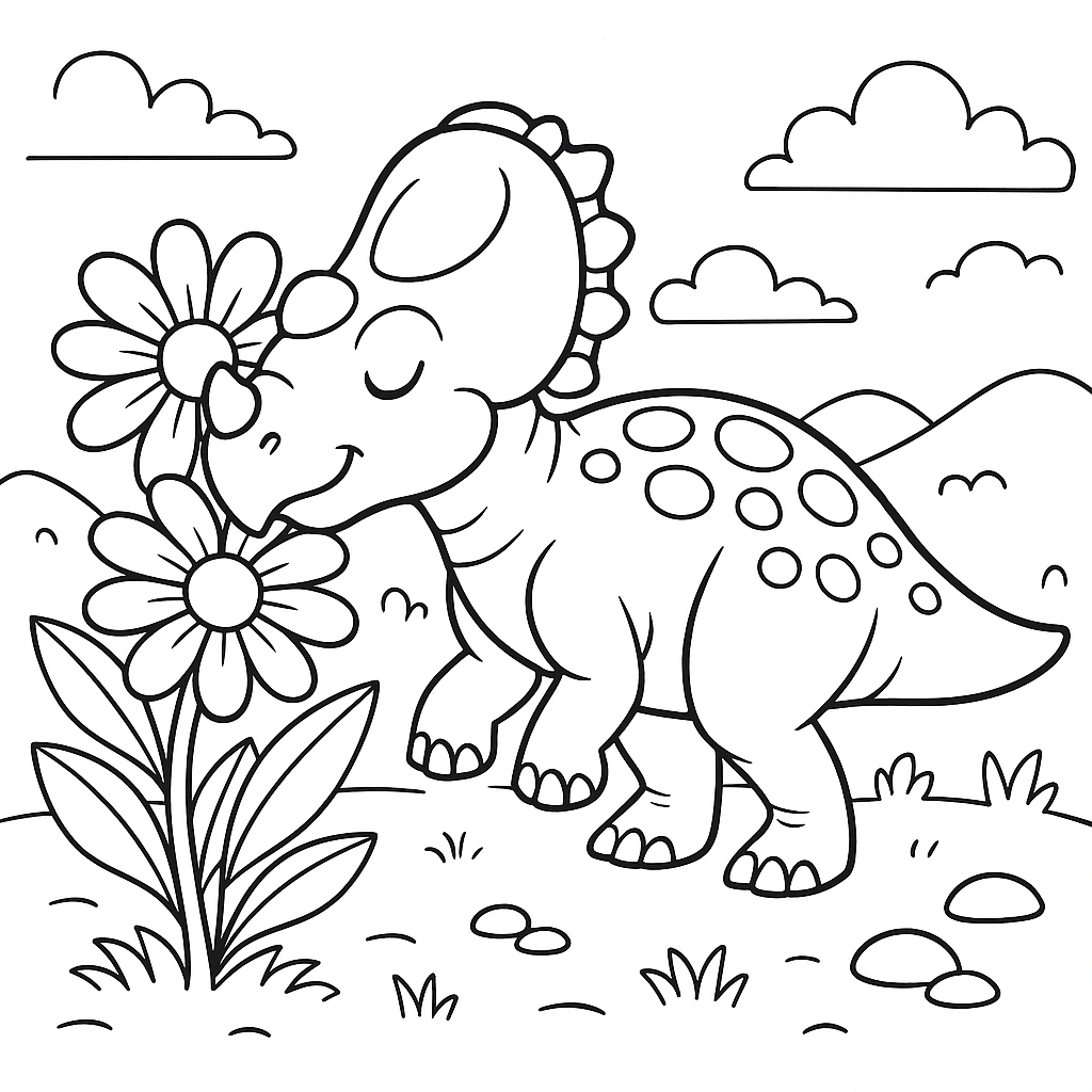 Pachirrinossauro Cheirando Flores Gigantes