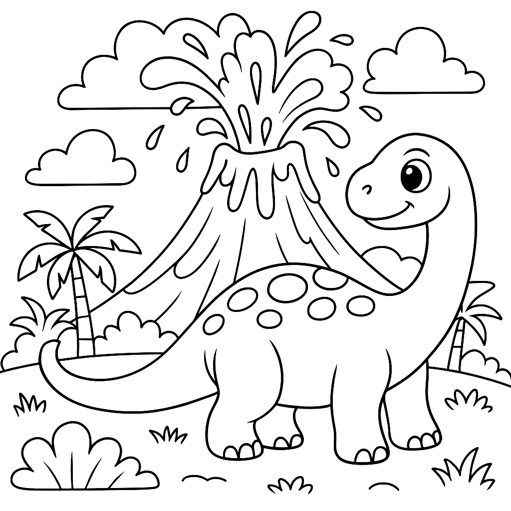 Vulcão em Erupção na Era dos Dinossauros