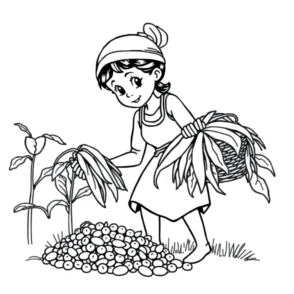 Fazendeira Colhendo Legumes