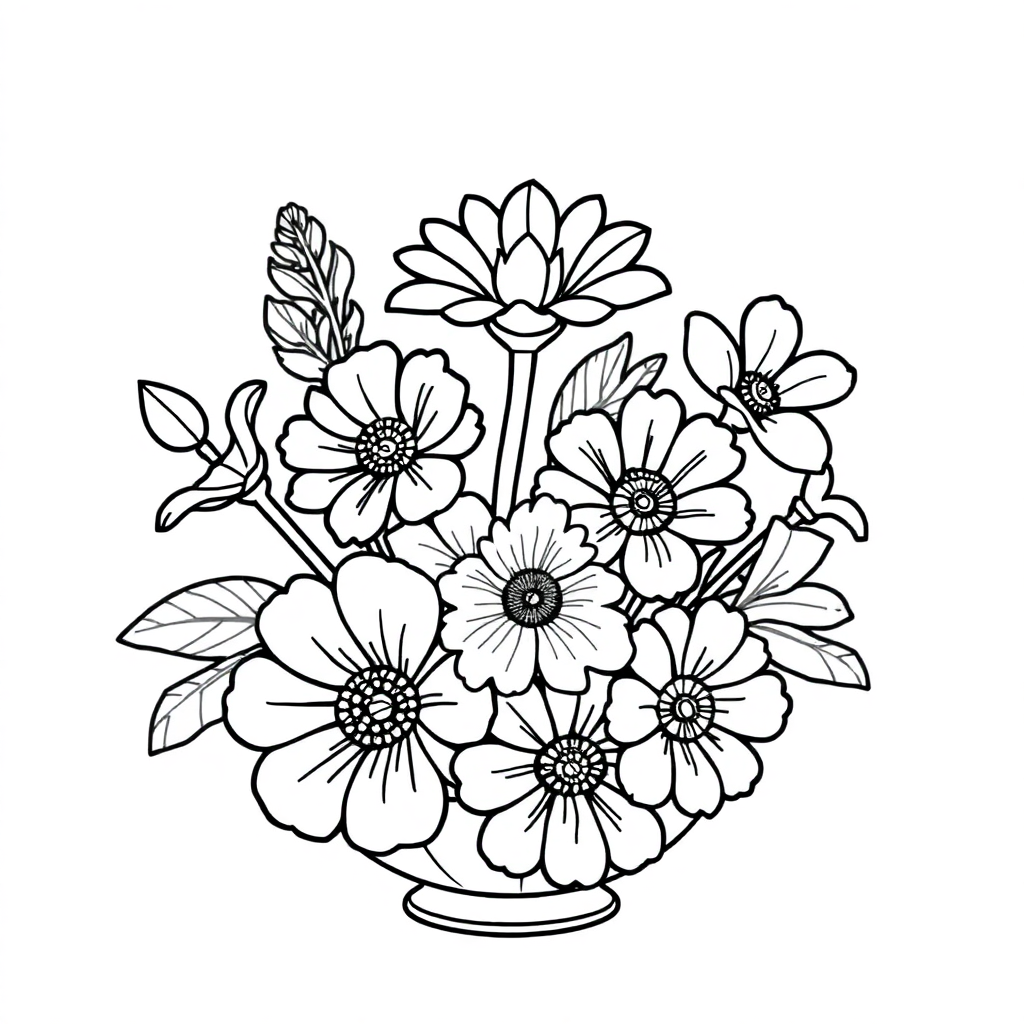 Cesta Cheia de Flores
