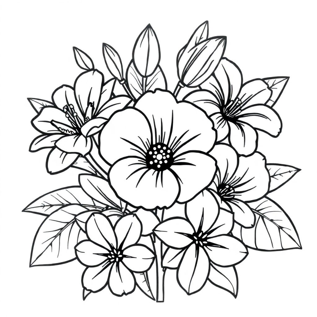 Flores Tropicais com Folhagens