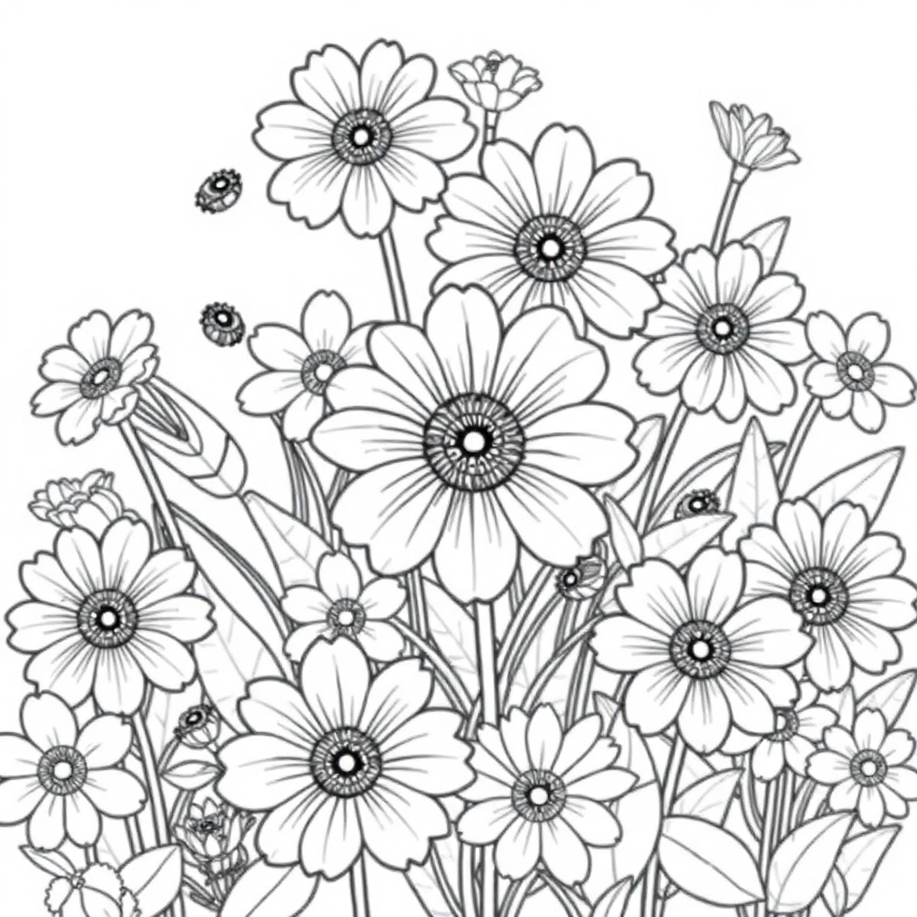 Jardim com Muitas Flores