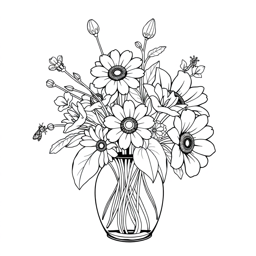 Vaso com Flores e Laço