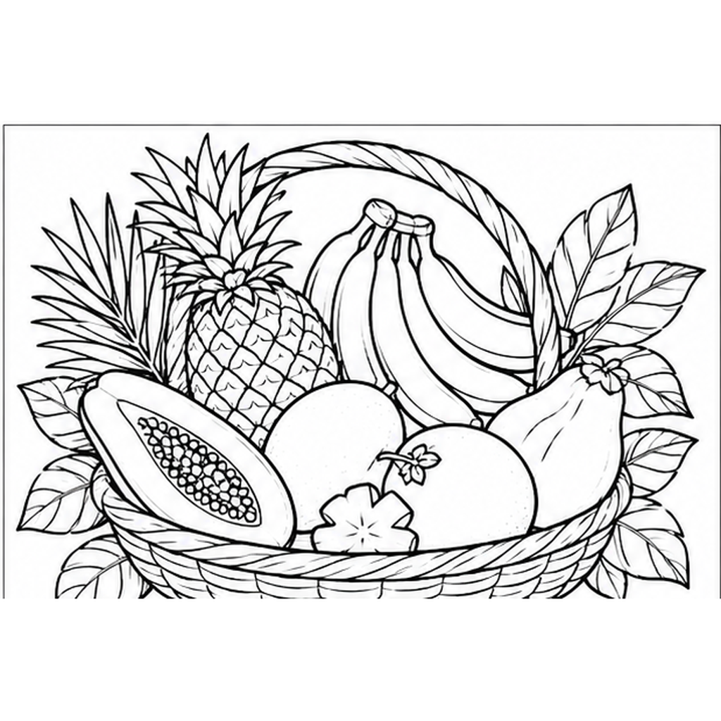 Cesta com Frutas Tropicais