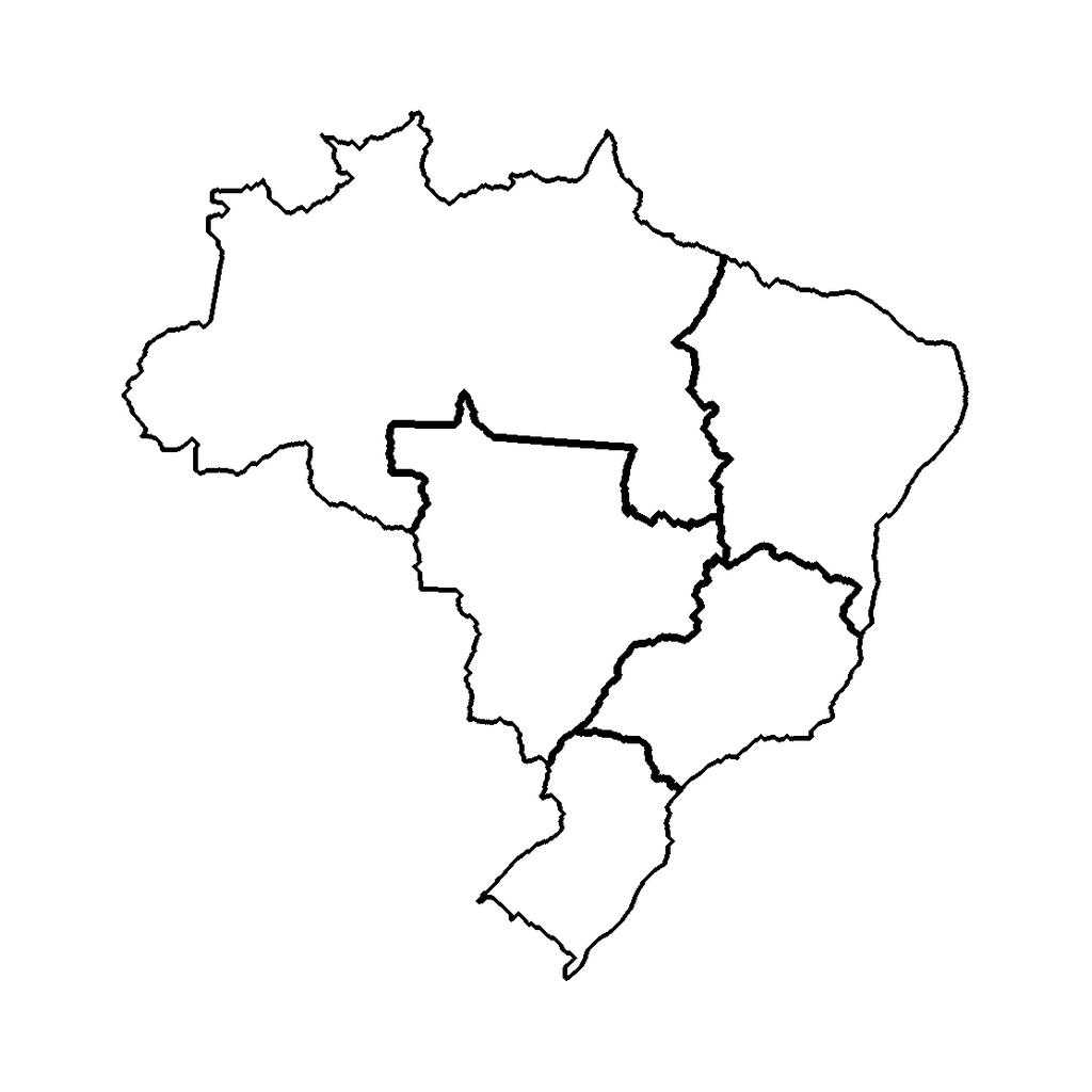 Mapa do Brasil com as Cinco Regiões