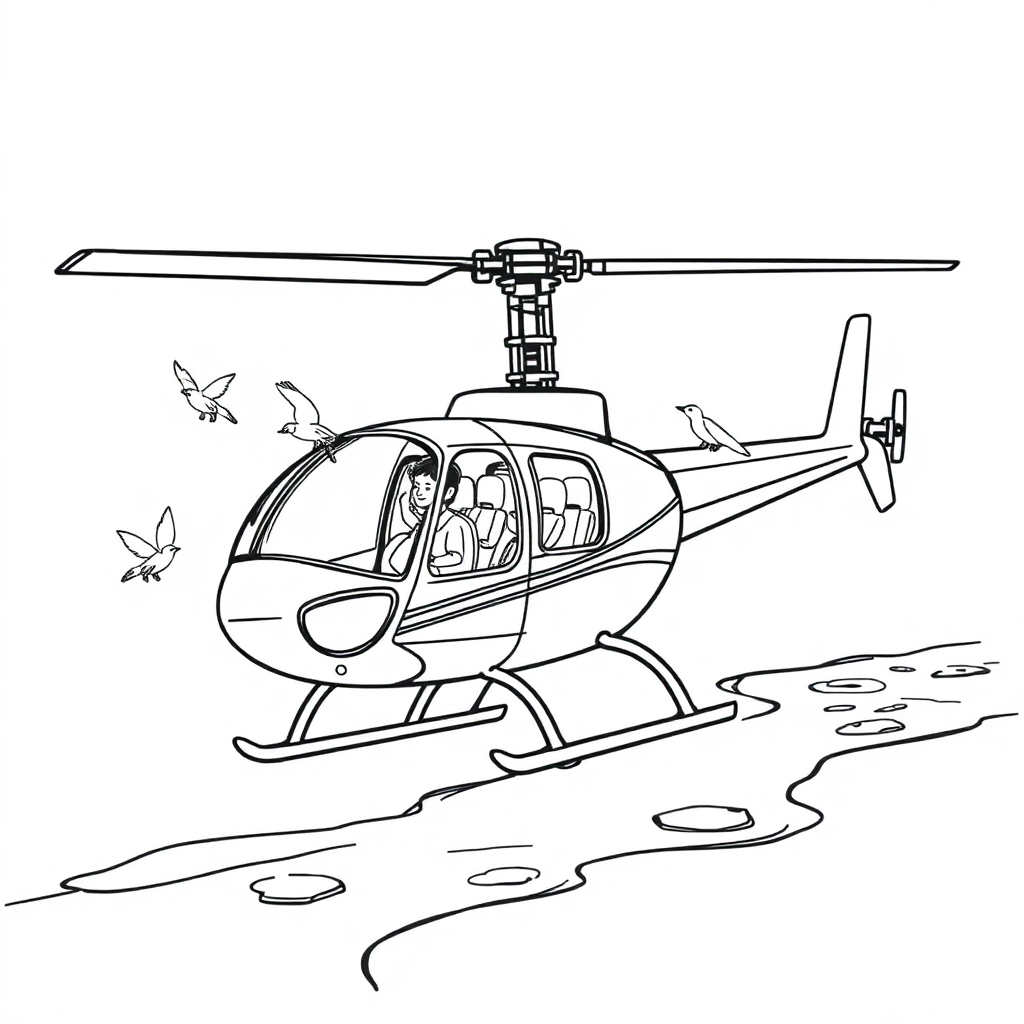 Helicóptero com Bóias para Pouso em Rios