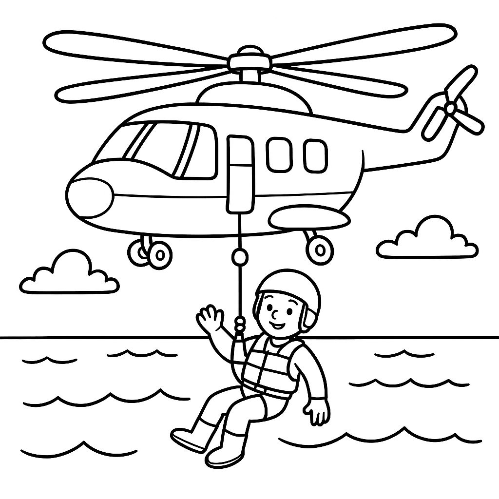 Helicóptero com Duplo Rotor de Resgate no Mar