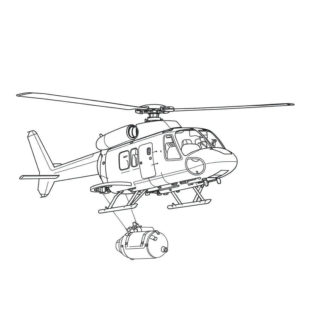 Helicóptero Militar de Reconhecimento Soltando Paraquedas