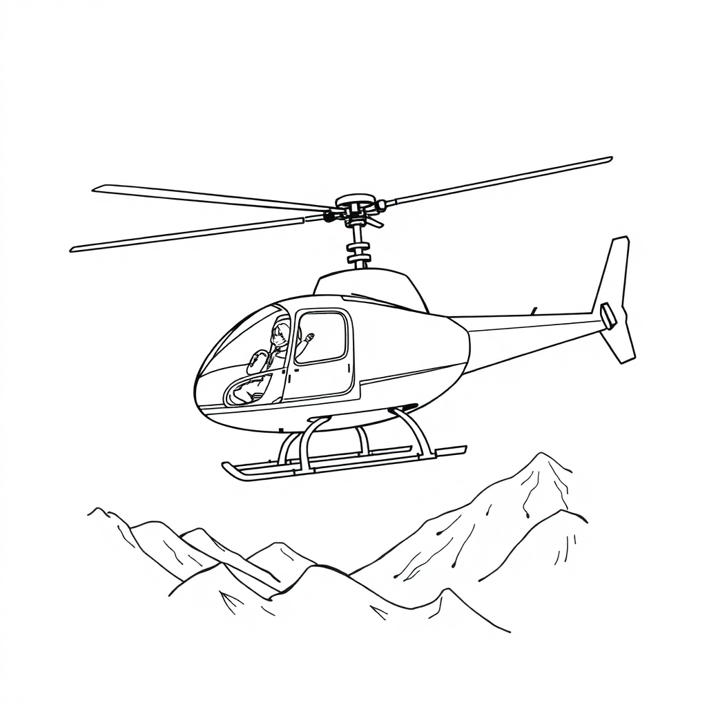 Helicóptero Escolar de Turismo sobre as Montanhas