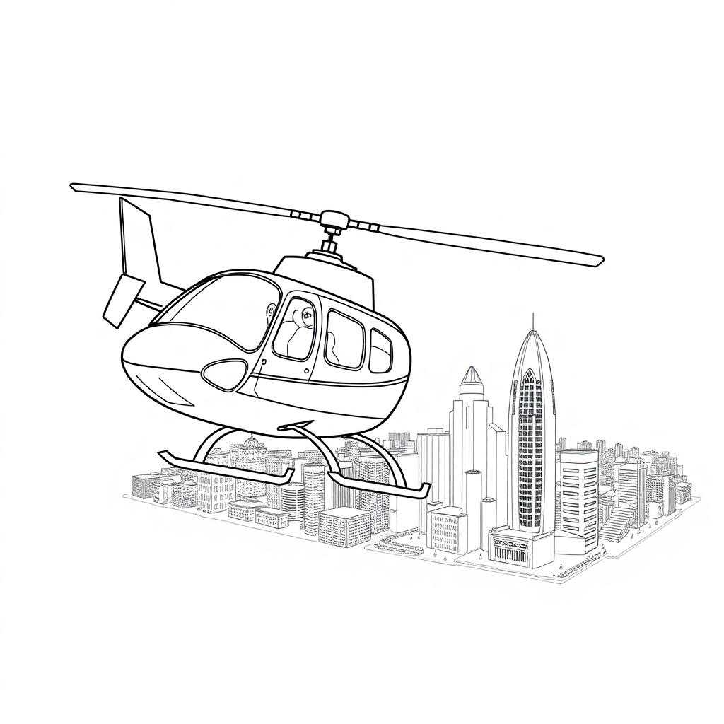 Helicóptero Voando Sobre a Cidade