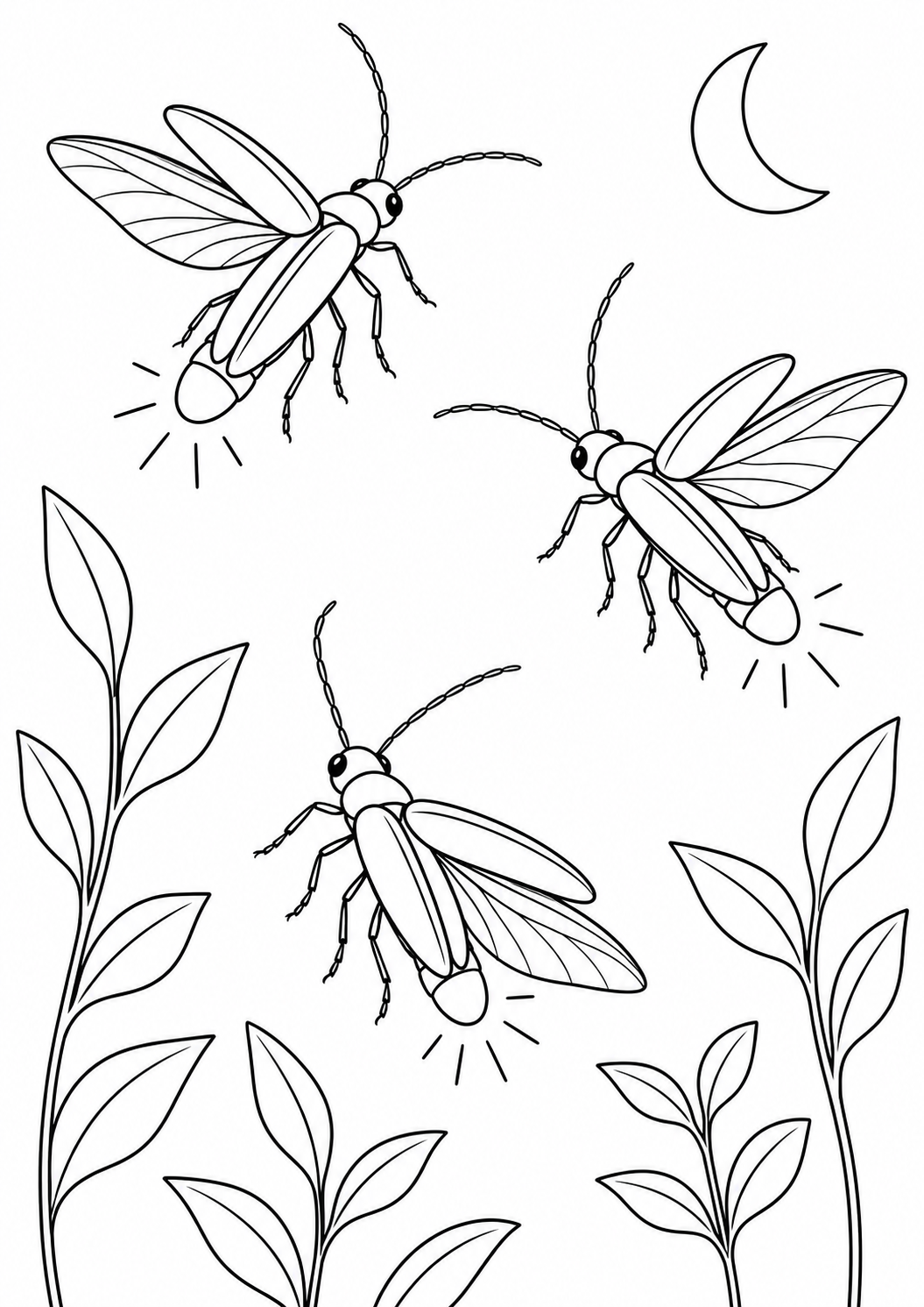 Vaga-Lumes Entre Plantas à Noite