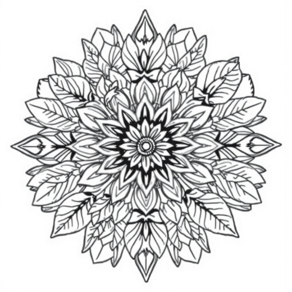 Mandala com Folhas Tropicais