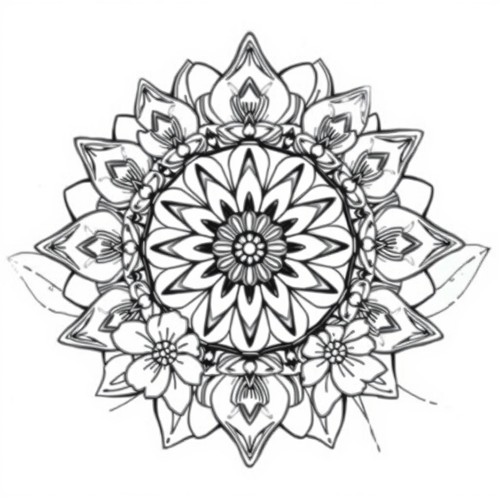 Mandala de Folhas e Flores