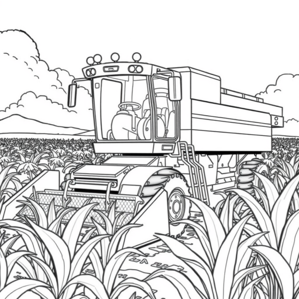 Colheitadeira em uma Plantação de Trigo