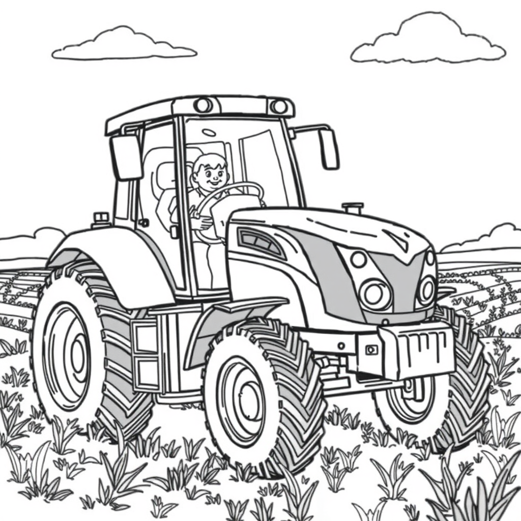 Trator Agrícola Trabalhando no Campo