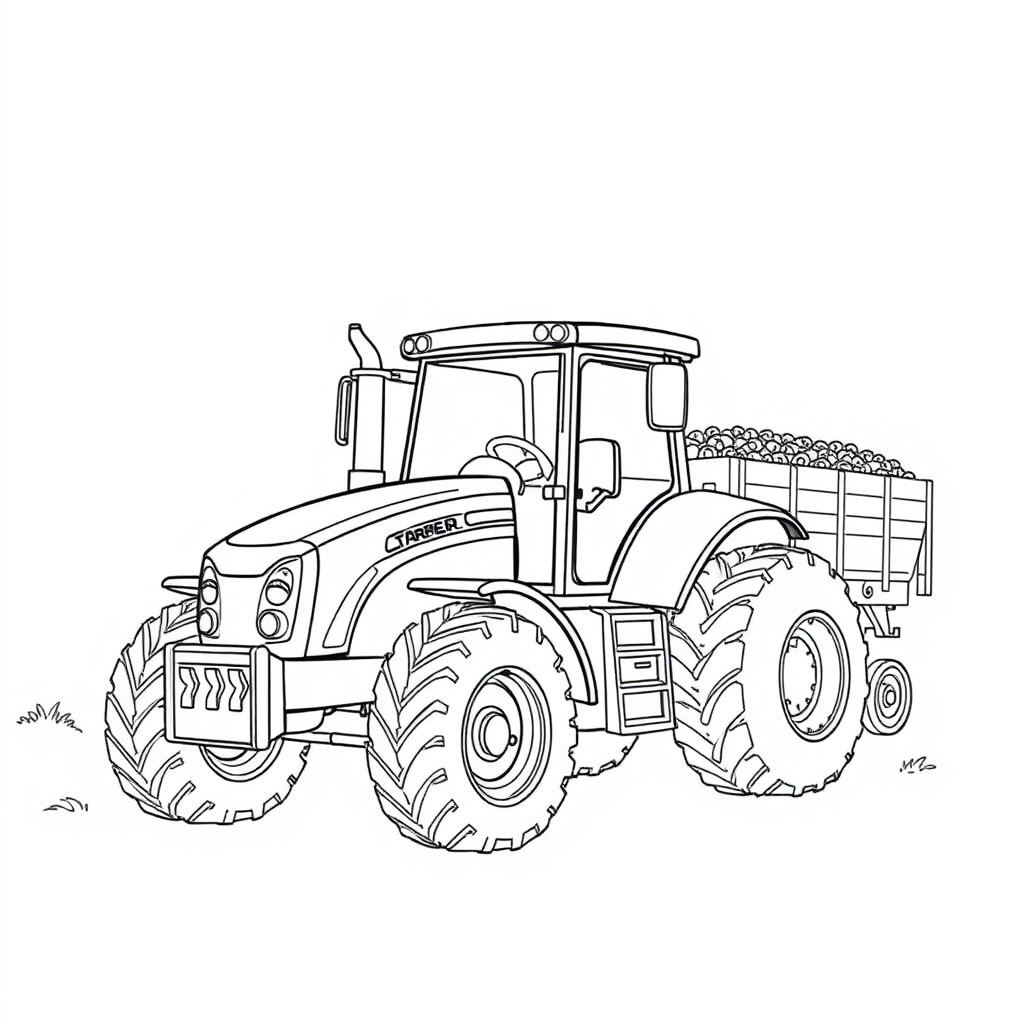 Trator Puxando uma Carreta Agrícola