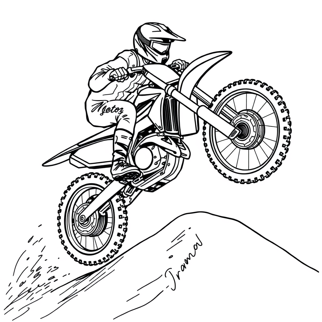 Moto de Motocross Saltando uma Rampa