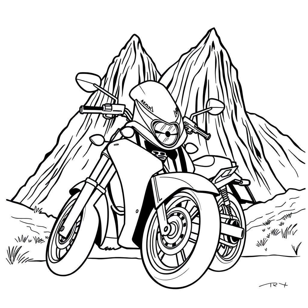 Moto em Frente às Montanhas