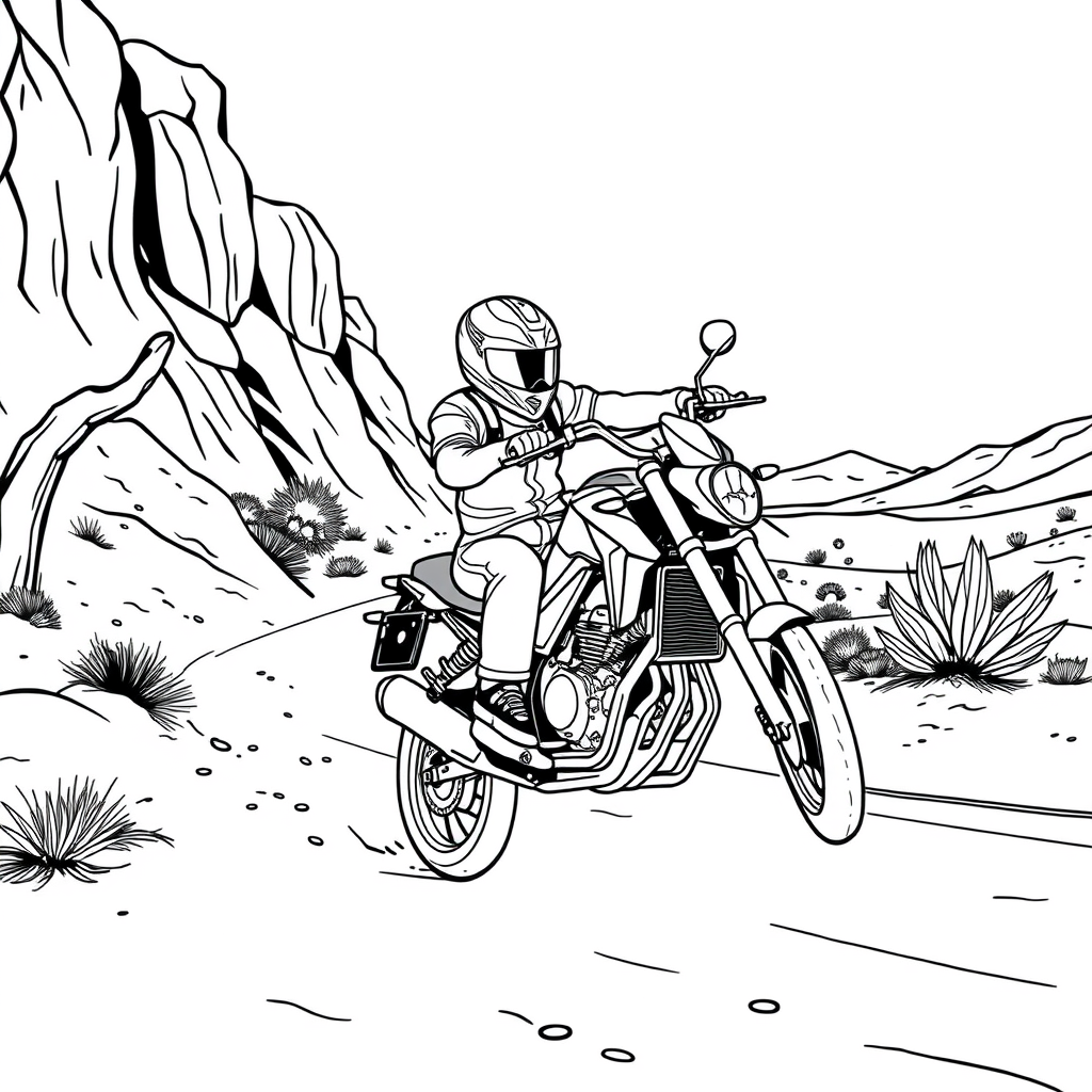 Moto em uma Estrada no Deserto