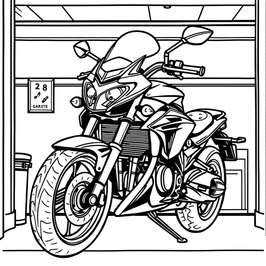 Moto Estacionada em uma Garagem